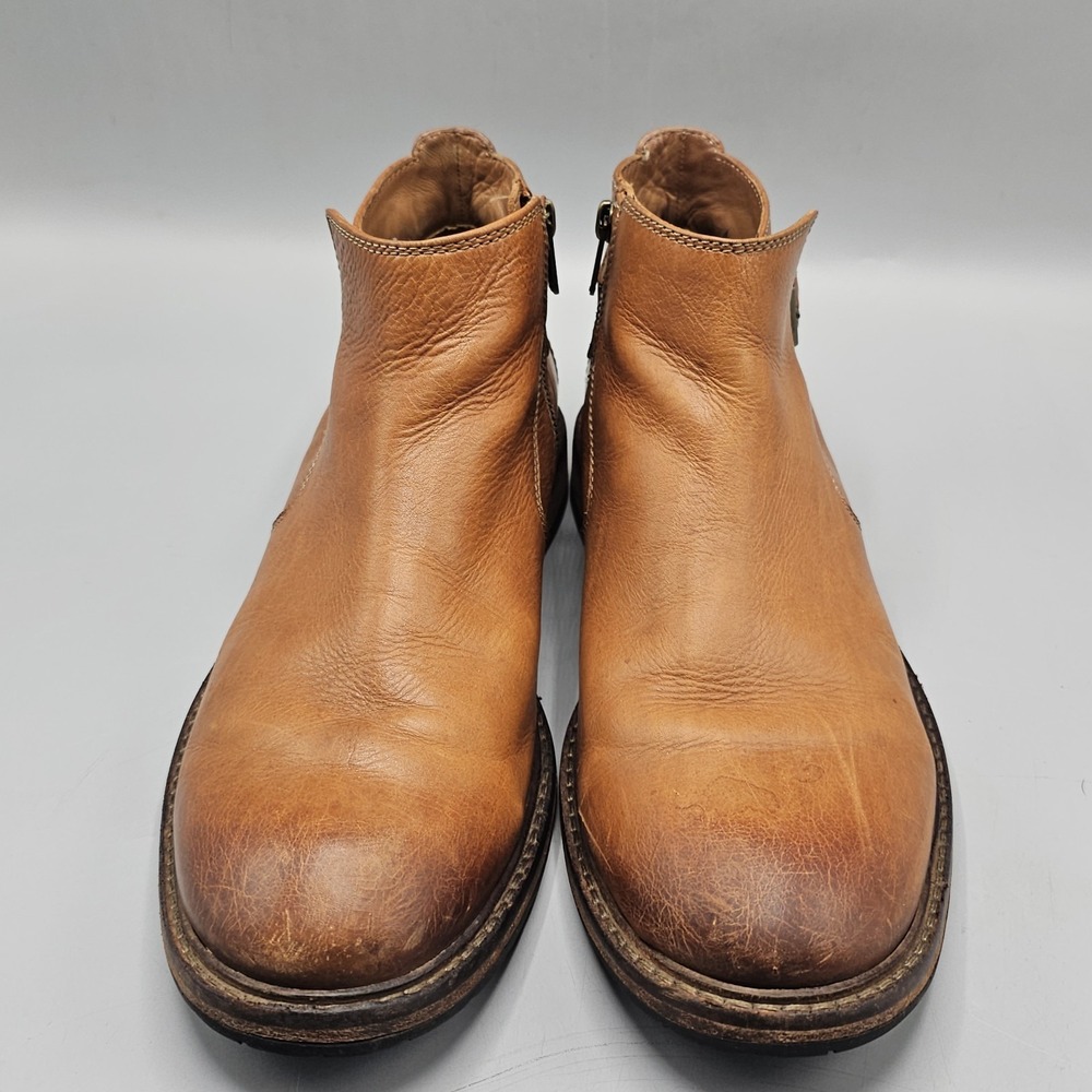 Clarks Clarkdale Leather Remi Dark Tan Burnished Boots Size 10.5 Buckle Side Zip - Picture 4 of 9